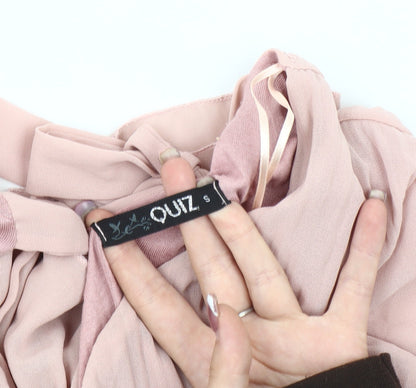 Quiz Women's Pink Tunic Blouse Long Sleeve V-Neck