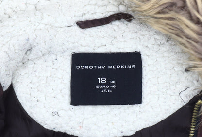 Womens UK Size 18 Dorothy Perkins Brown Parka Coat