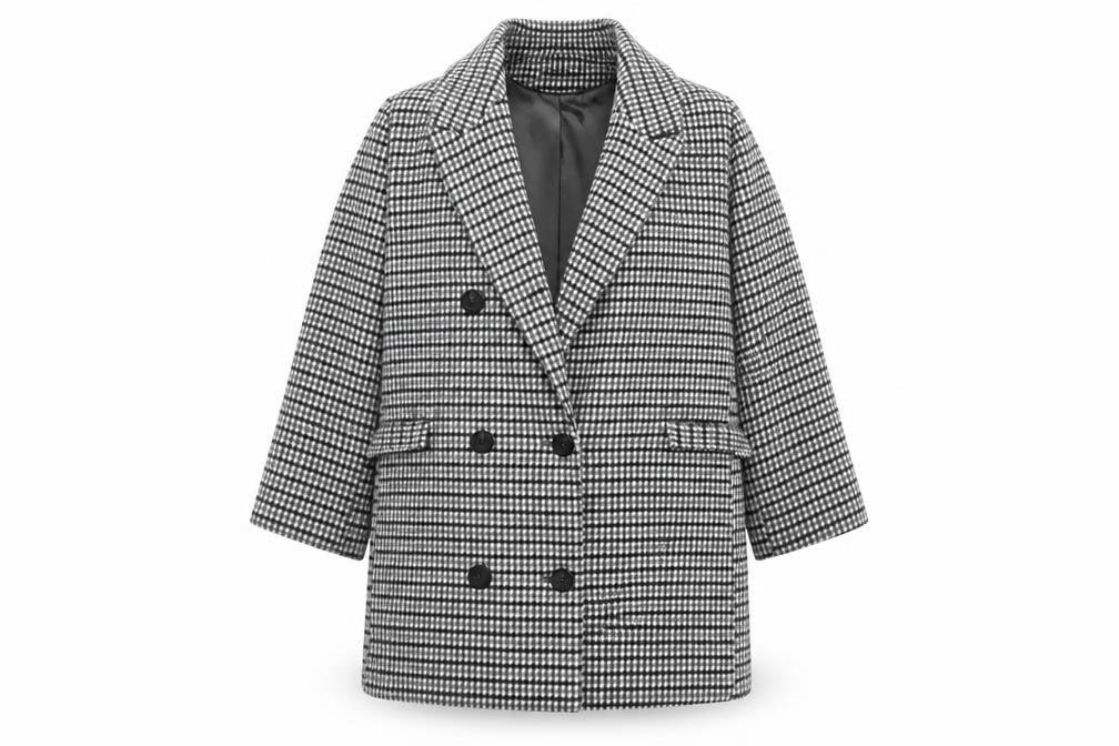 Marks & Spencer Women's Black Tweed Coat Size 16