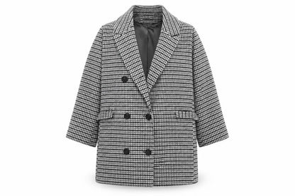 Marks & Spencer Women's Black Tweed Coat Size 16