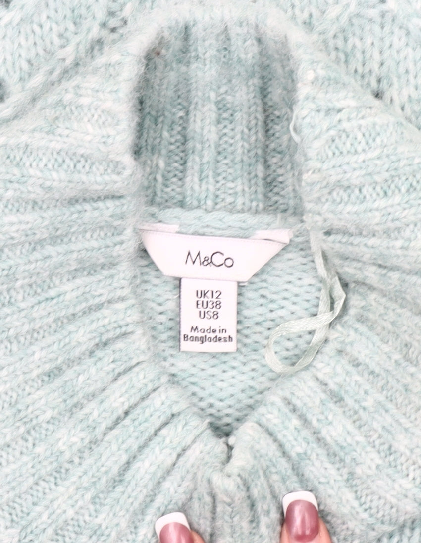 Womens UK Size UK 12 M&Co Green Pullover Jumper
