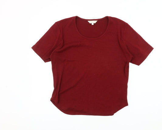 Womens UK Size 14 Lakeland Red Basic T-Shirt