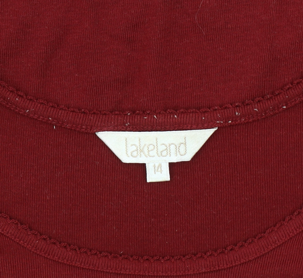 Womens UK Size 14 Lakeland Red Basic T-Shirt