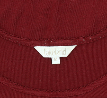 Womens UK Size 14 Lakeland Red Basic T-Shirt