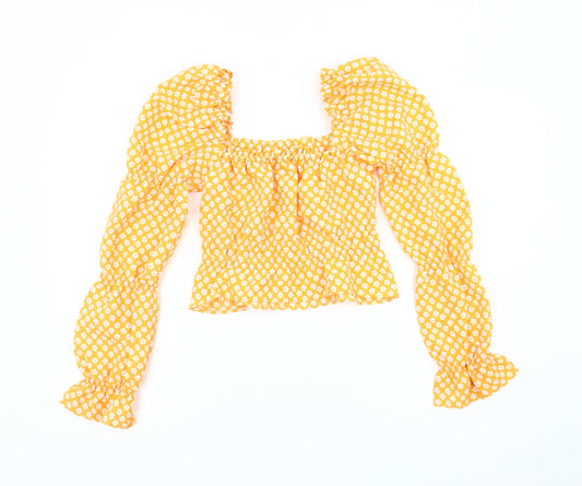 Womens UK Size 2XS H&M Yellow Basic Blouse
