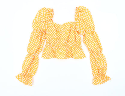 Womens UK Size 2XS H&M Yellow Basic Blouse