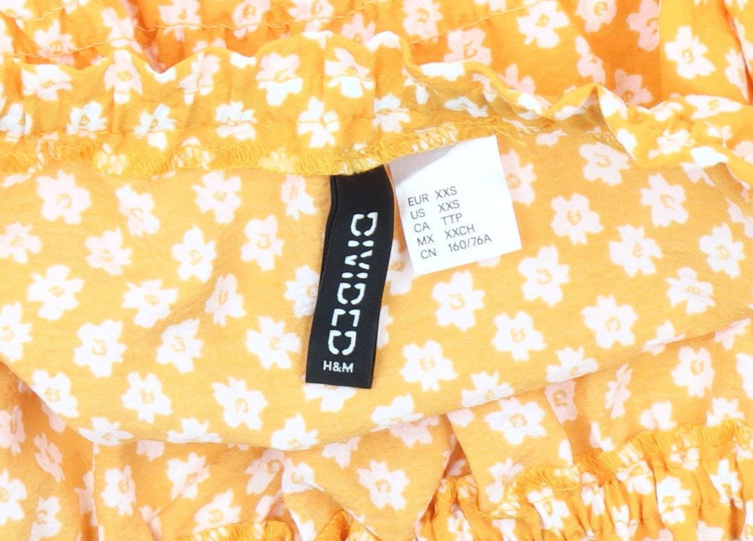 Womens UK Size 2XS H&M Yellow Basic Blouse