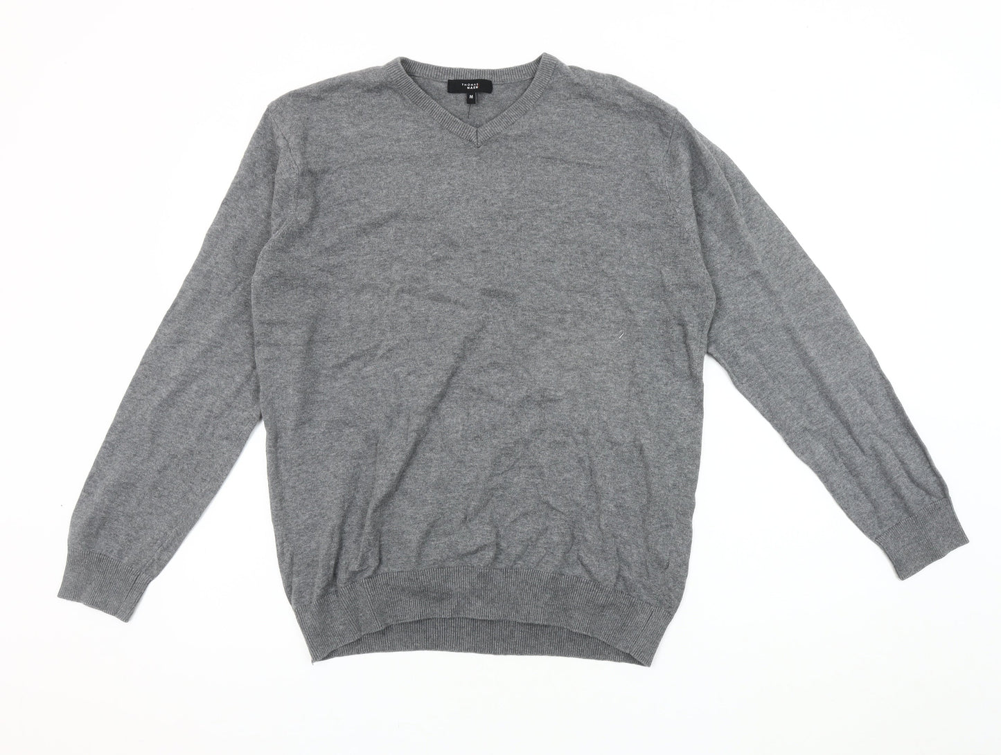 Thomas Nash Men's Grey V-Neck Pullover Jumper M