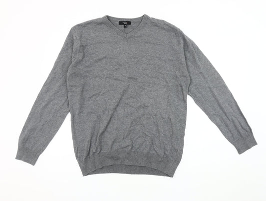 Thomas Nash Men's Grey V-Neck Pullover Jumper M