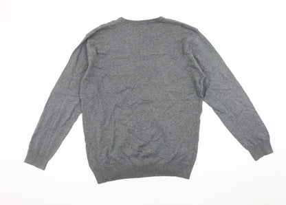 Thomas Nash Men's Grey V-Neck Pullover Jumper M