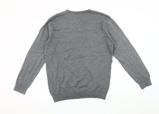 Thomas Nash Men's Grey V-Neck Pullover Jumper M