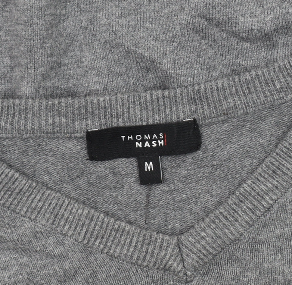 Thomas Nash Men's Grey V-Neck Pullover Jumper M