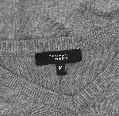 Thomas Nash Men's Grey V-Neck Pullover Jumper M