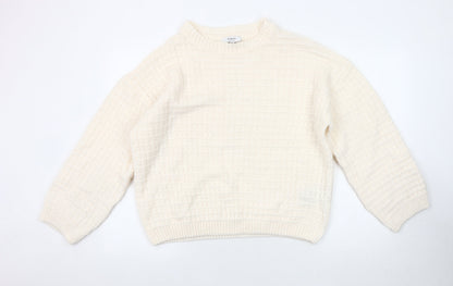 B.Young Women's Ivory Waffle-Knit Pullover Jumper