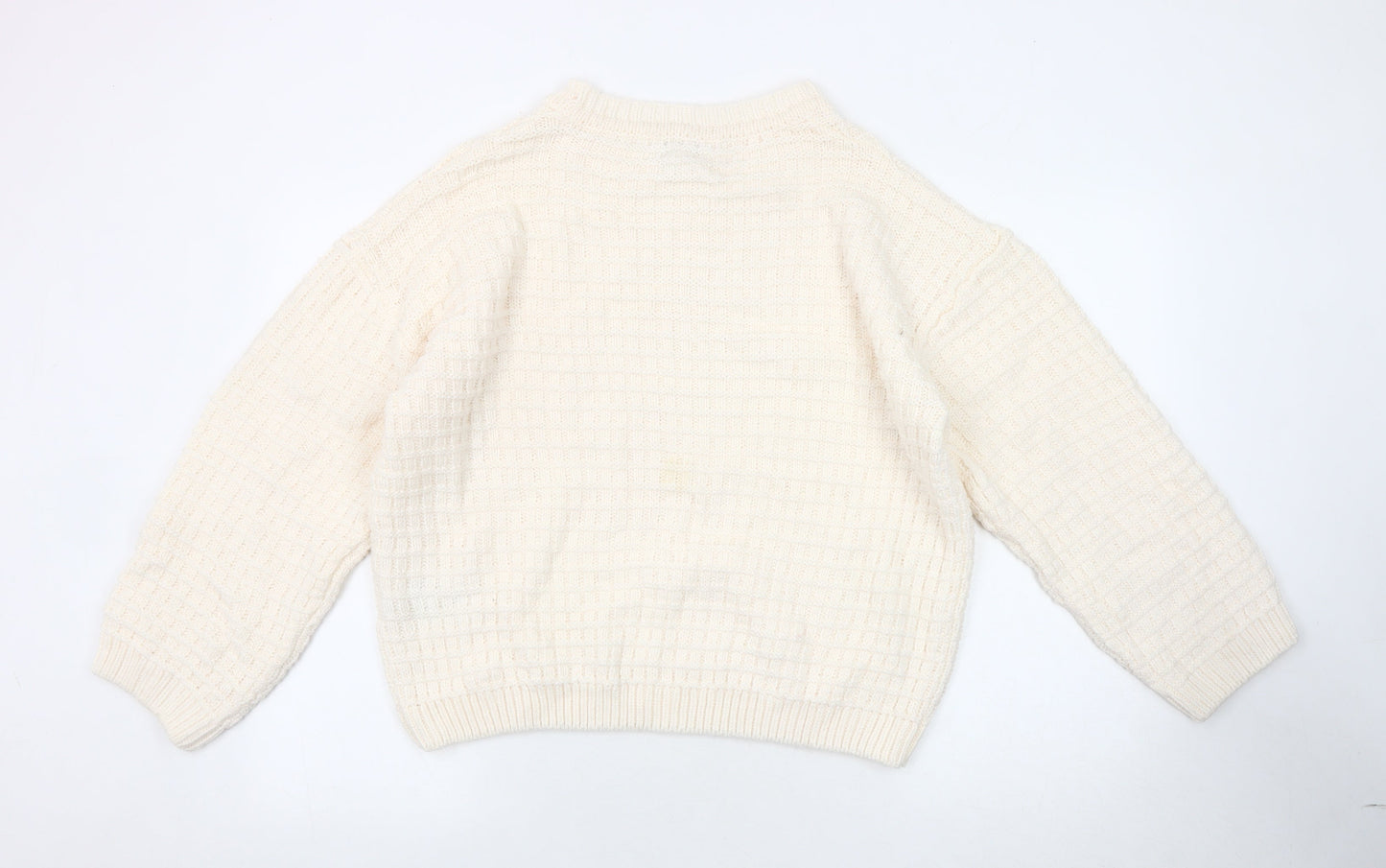 B.Young Women's Ivory Waffle-Knit Pullover Jumper