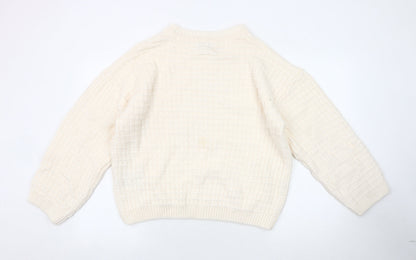B.Young Women's Ivory Waffle-Knit Pullover Jumper