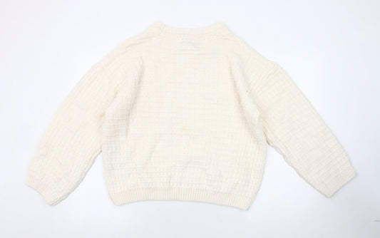 B.Young Women's Ivory Waffle-Knit Pullover Jumper