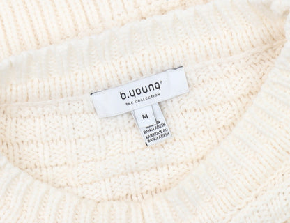 B.Young Women's Ivory Waffle-Knit Pullover Jumper