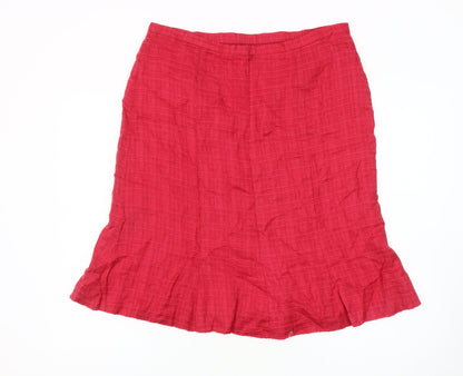 Next Women's Red Pencil Skirt Size 16 Lined Button Zip