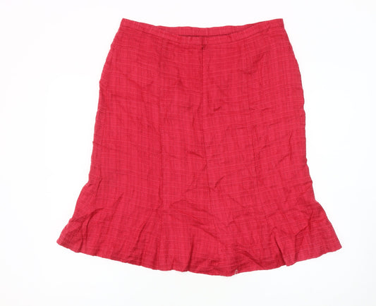 Next Women's Red Pencil Skirt Size 16 Lined Button Zip