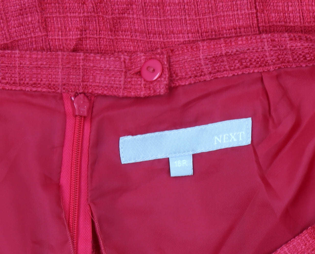 Next Women's Red Pencil Skirt Size 16 Lined Button Zip