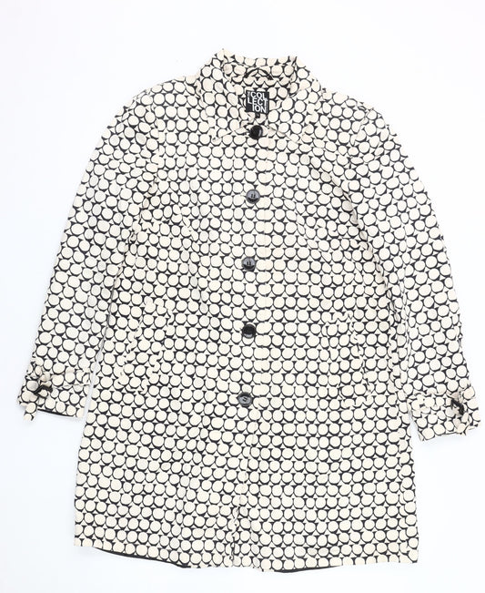 Debenhams Women's Black and White Overcoat, Size 10