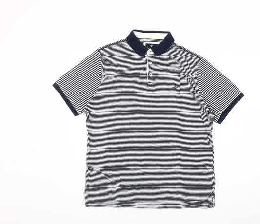 Baileys Men’s Black Striped Polo Shirt Size L