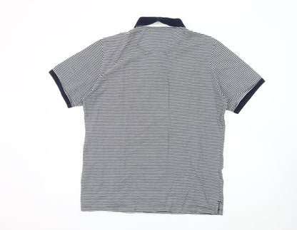Baileys Men’s Black Striped Polo Shirt Size L