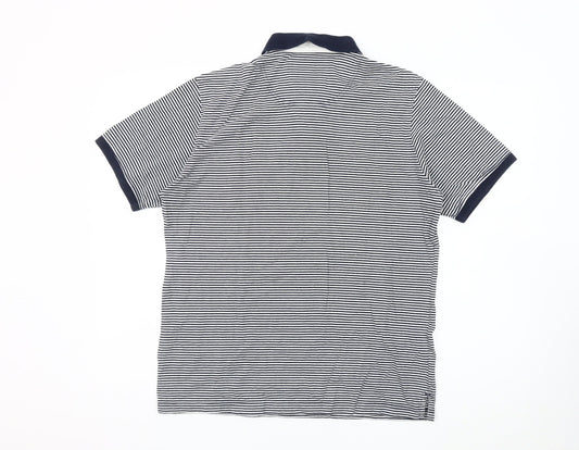 Baileys Men’s Black Striped Polo Shirt Size L