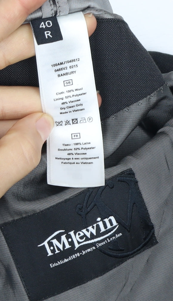 T.M. Lewin Men's Grey Wool Blazer Size 40, Formal, Excellent