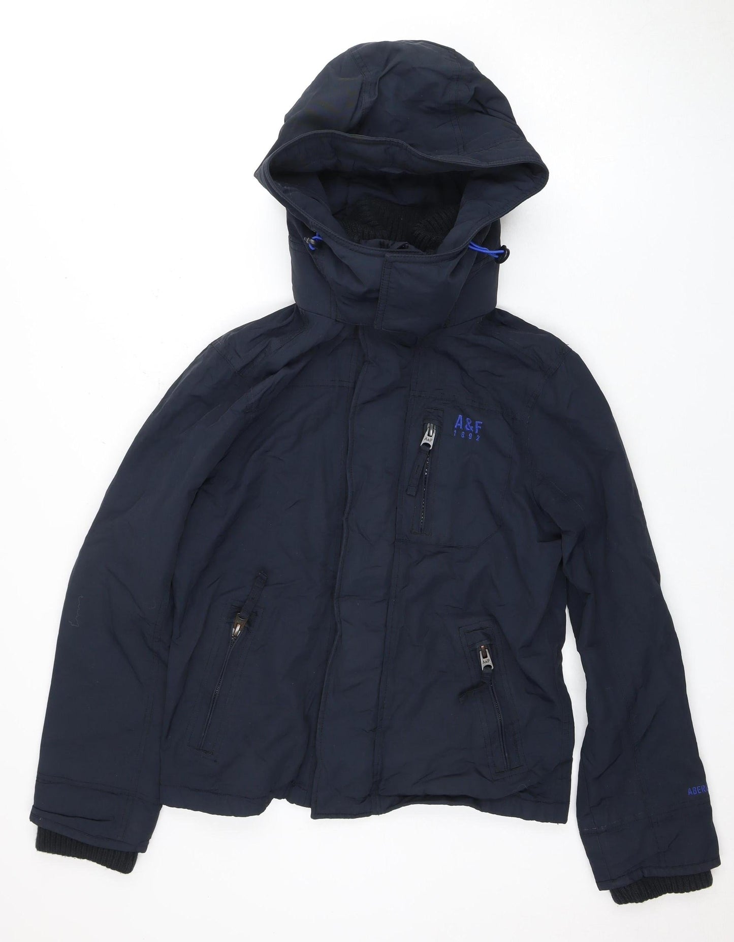Abercrombie Men's Blue Hooded Jacket, Size S
