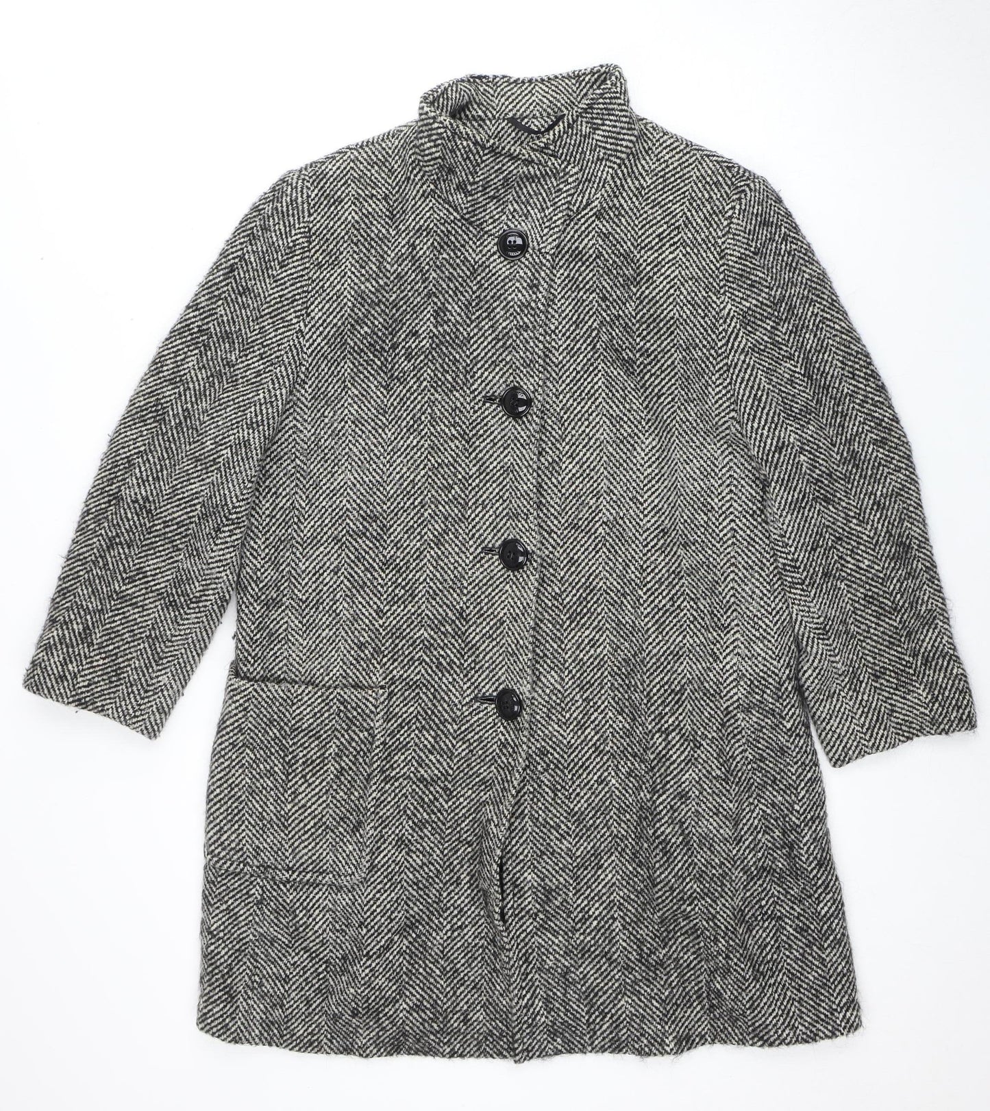 Basler Womens Grey Herringbone Overcoat Size 14