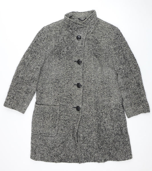 Basler Womens Grey Herringbone Overcoat Size 14
