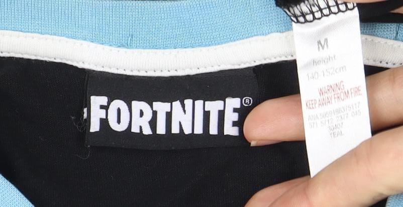 Fortnite Boys T-Shirt Black/Blue M Logo Casual Top