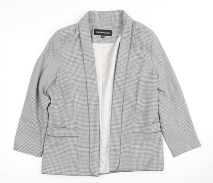 Warehouse Women's Grey Geometric Blazer Size 14