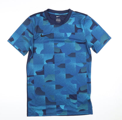 Nike Men's Blue Geometric S Slim Fit Sports T-Shirt