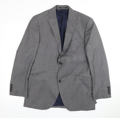 Austin Reed Men's Grey Striped Blazer 40R Notch Lapel
