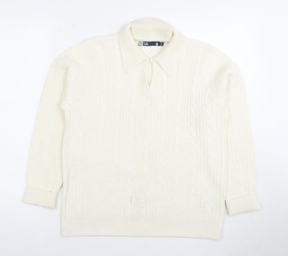 Womens UK Size M Isle Ivory Henley Jumper