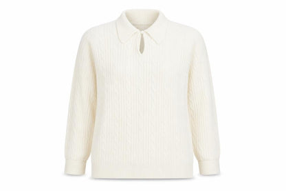 Womens UK Size M Isle Ivory Henley Jumper