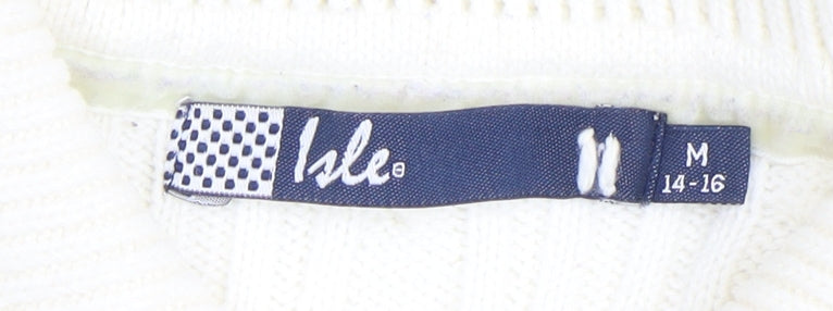 Womens UK Size M Isle Ivory Henley Jumper