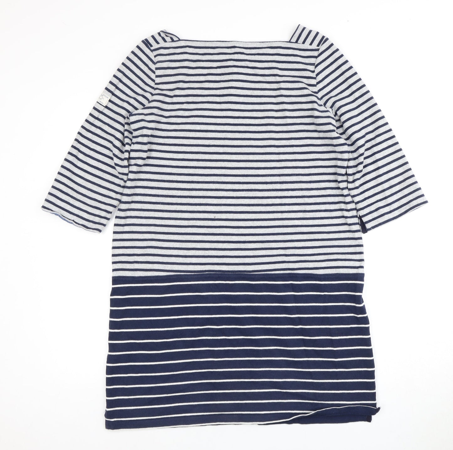 Joules Women's Blue Striped Dress, Size 12, Cotton, 3/4 Sleeve