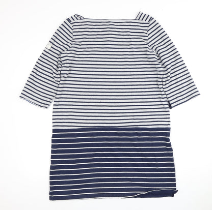 Joules Women's Blue Striped Dress, Size 12, Cotton, 3/4 Sleeve