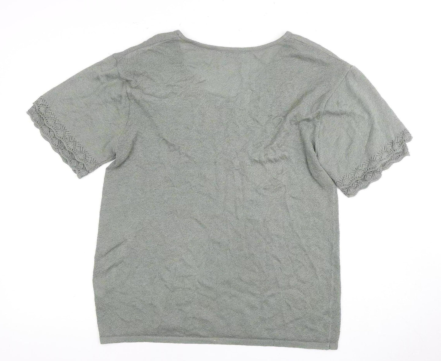 Damart Women's Green V-Neck Knit Top Size 16