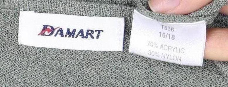 Damart Women's Green V-Neck Knit Top Size 16