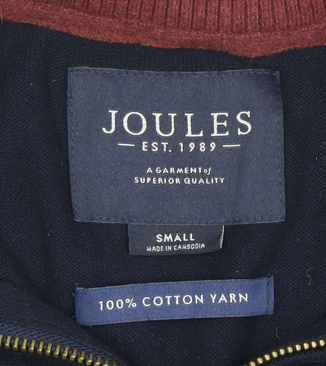 Joules Men's Blue Small Full Zip Cotton Jumper
