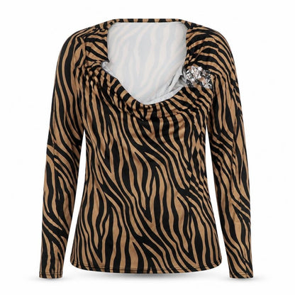 Womens UK Size 6 Lipsy Brown Cowl Neck Blouse