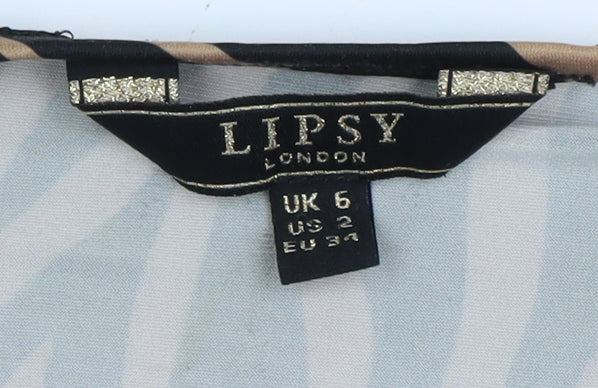 Womens UK Size 6 Lipsy Brown Cowl Neck Blouse