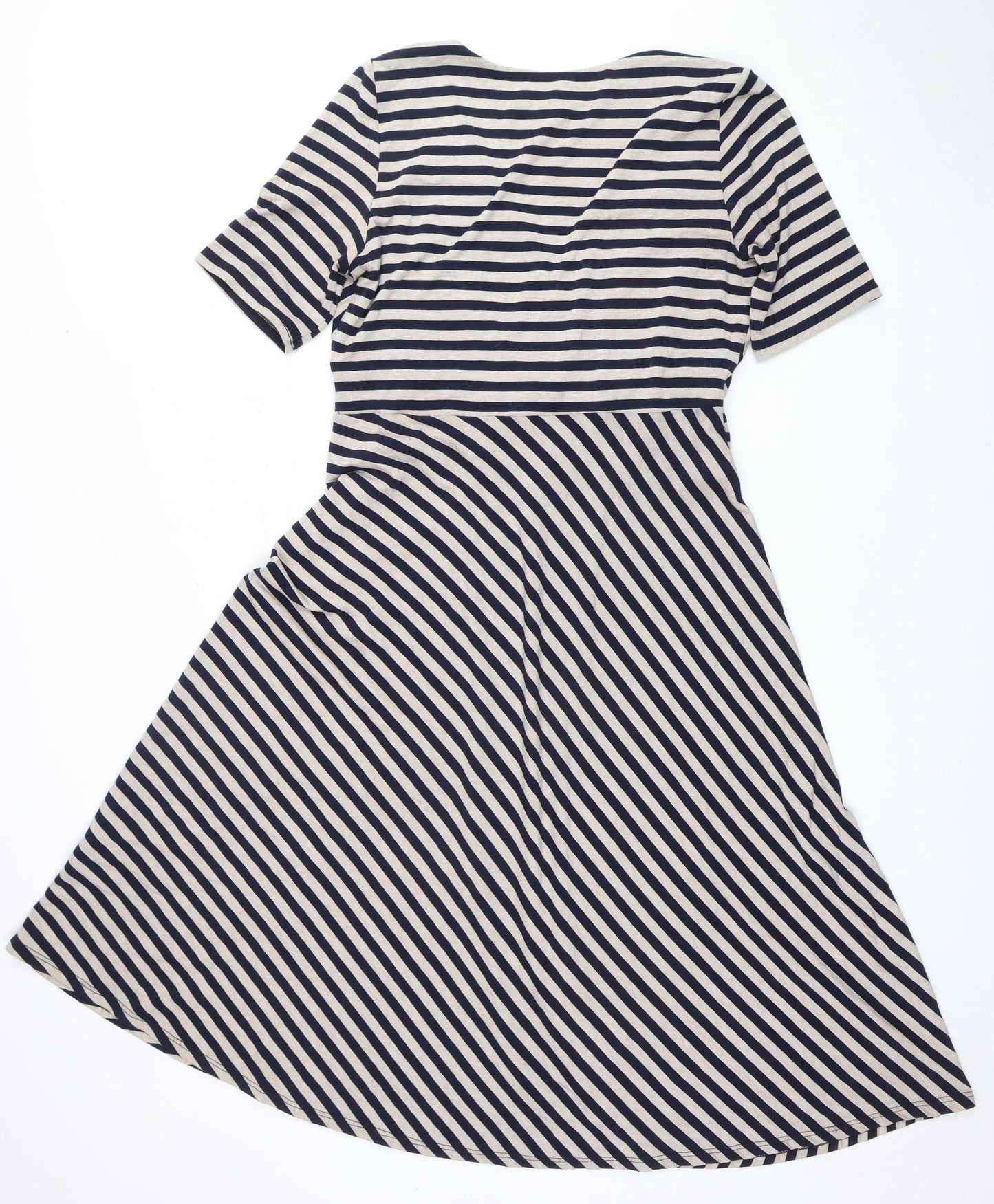 Monsoon Women's Multicoloured Striped Wrap Dress Size 14