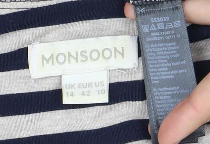 Monsoon Women's Multicoloured Striped Wrap Dress Size 14