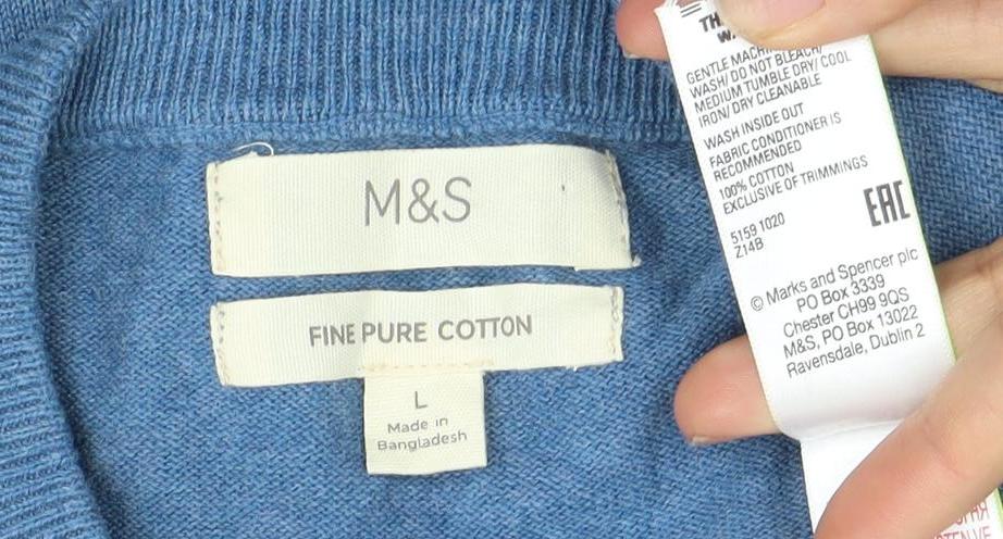 Marks and Spencer Men's Blue Pullover Jumper Size L